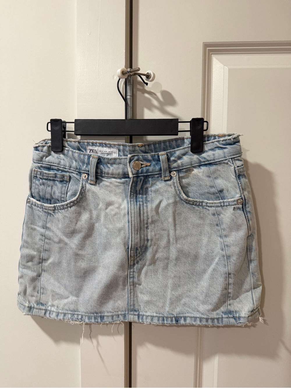 Zara Washed Denim Mini Skirt - Light Blue
